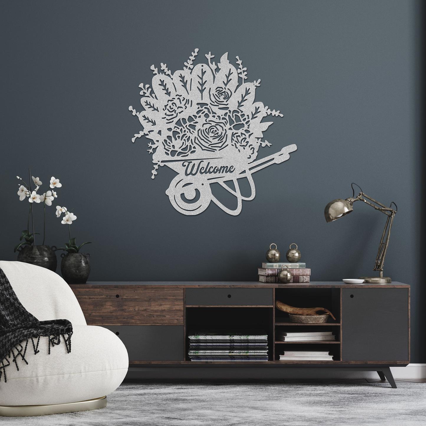 The Welcome Harvest Bloom - Wheelbarrow of Flowers Wall Art