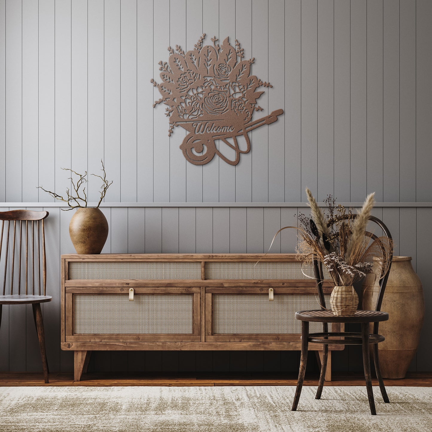 The Welcome Harvest Bloom - Wheelbarrow of Flowers Wall Art